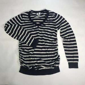 Motherhood Maternity Knit Sweater Top Womens Size Medium Blue and White Stripe